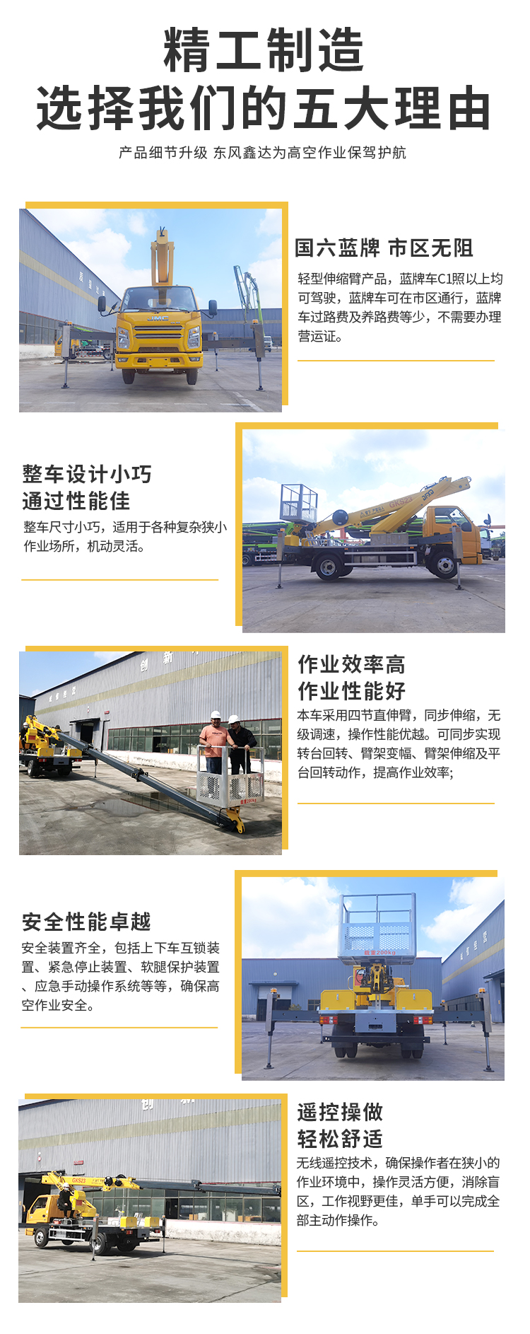 Blue card C certificate 23 meter high-altitude operation platform with 4 arms synchronous telescopic 50000 vehicles