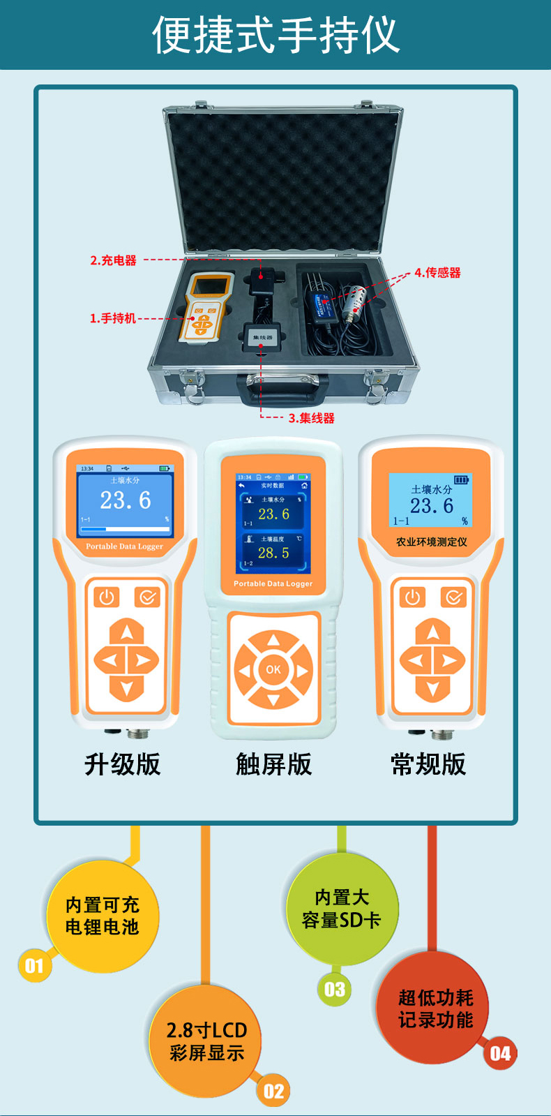 Agriculture, forestry, animal husbandry, and animal husbandry Electrical conductivity Soil pH sensor Acidity and alkalinity detector Temperature and humidity recorder