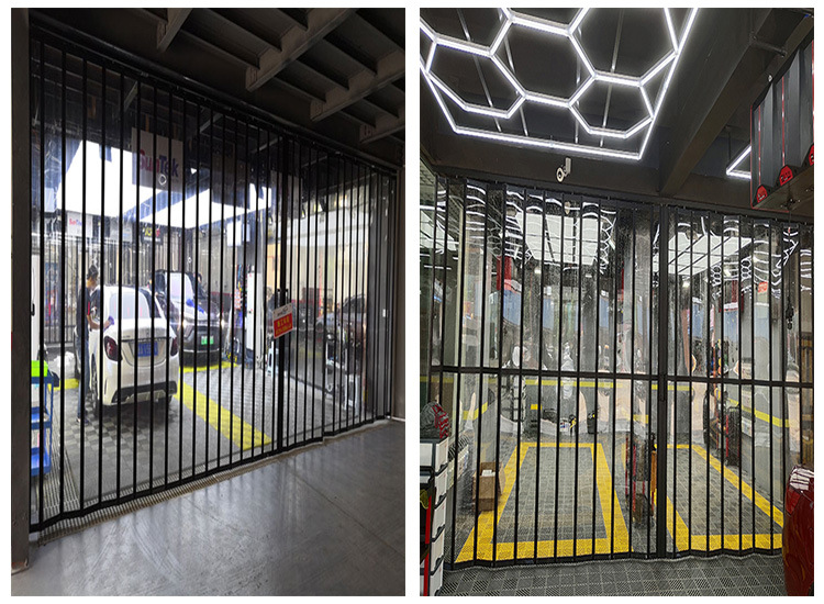 Crystal folding door, car beauty shop, shopping mall, aluminum alloy curved sliding lateral sliding door, acrylic PVC door