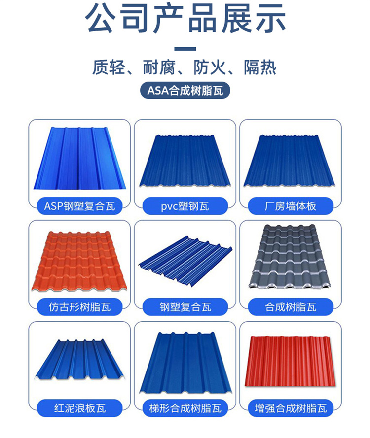 Thickened synthetic resin tile, thermal insulation roof tile, villa roof decoration plastic tile