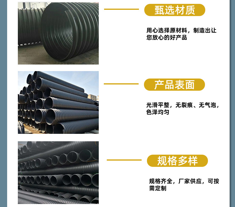 Lianplastic steel strip reinforced winding double wall corrugated pipe drainage and sewage discharge SN12.5 DN300