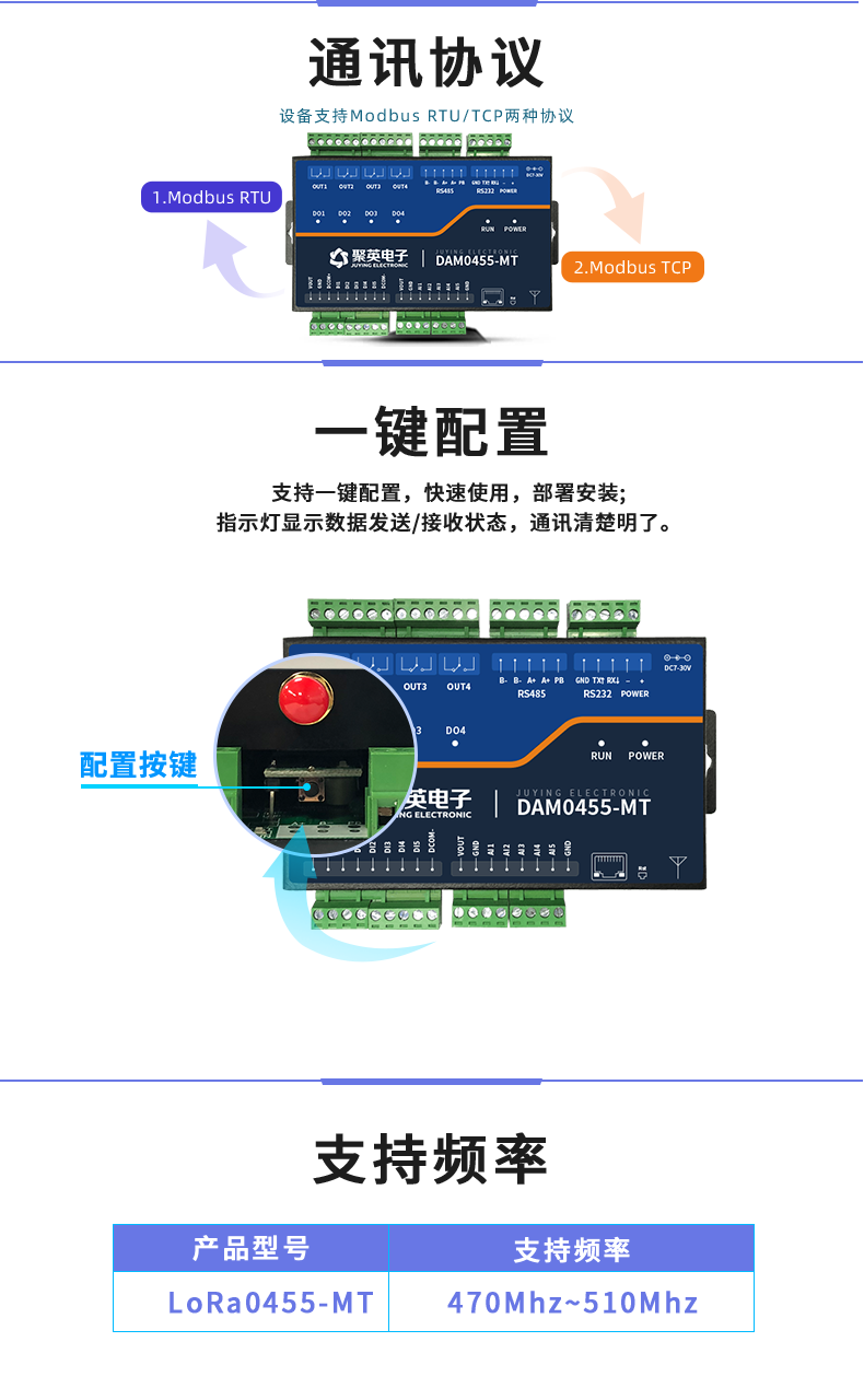 DAM0455-MT Metal Housing LORA Relay Control 4G Output 4-way 5-optocoupler Input Smart Security