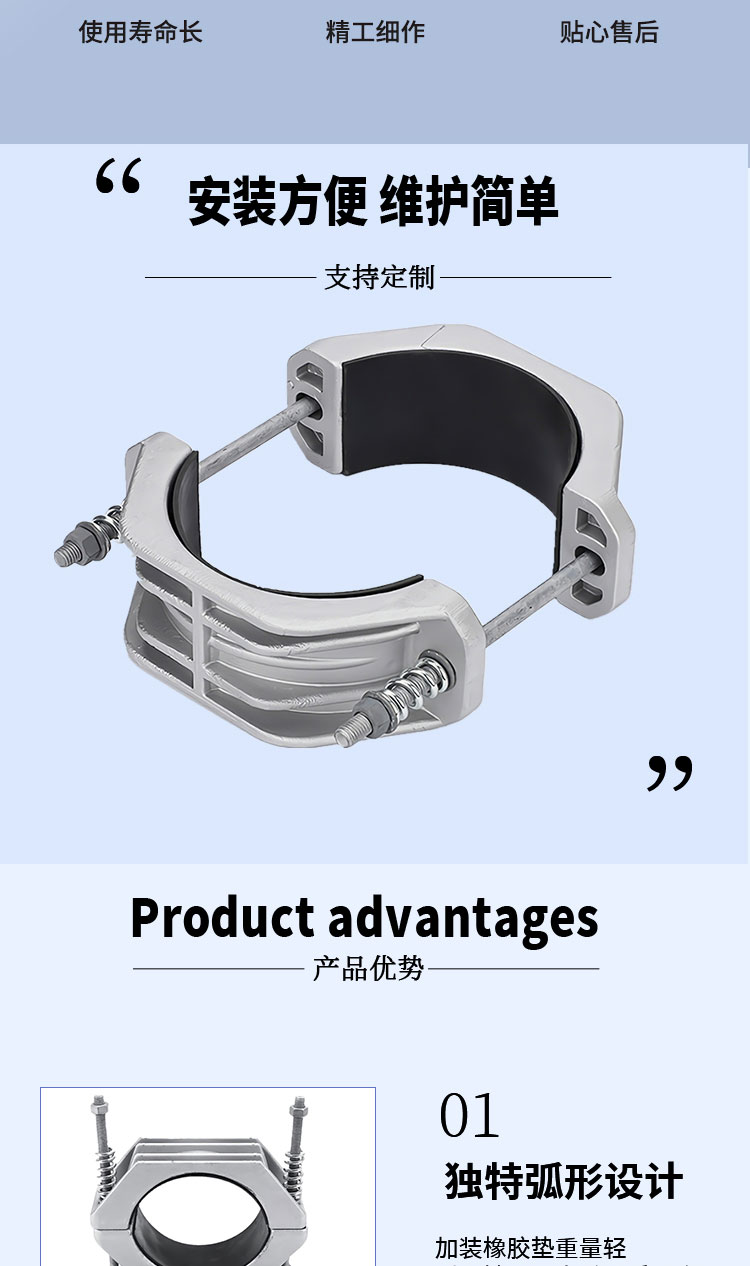 JGW2 series aluminum alloy cable fixing clamp JGW2-5 high-voltage cable clamp I-shaped two core cable clamp