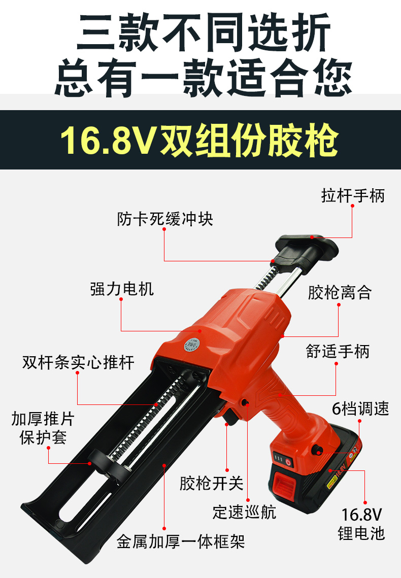 Construction tool set for beauty sealant, specialized for filling and pointing ceramic tiles and floor tiles, professional full set of electric double tube glue gun charging