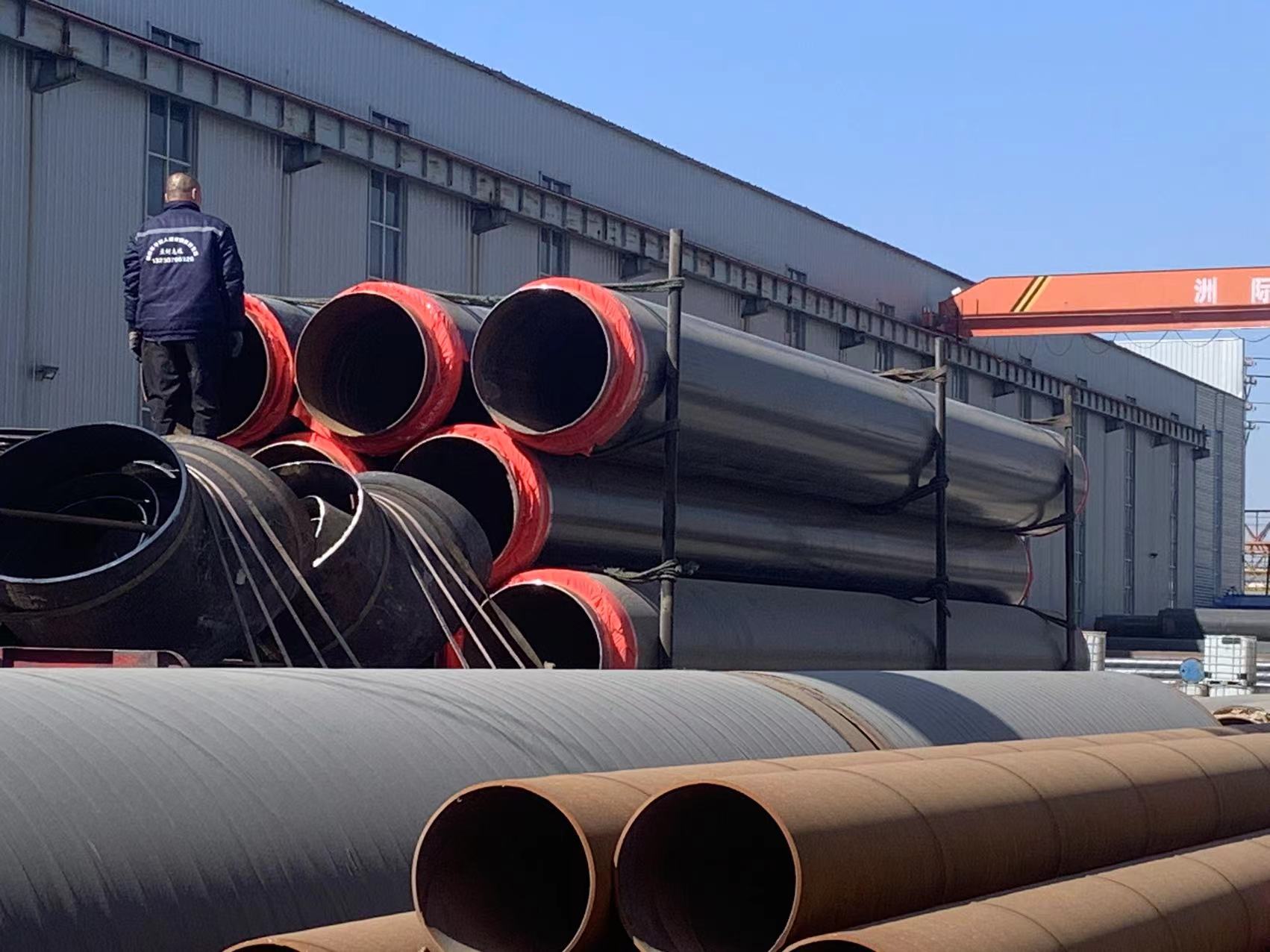 Black jacket insulated steel pipe, polyurethane foam insulated seamless steel pipe, prefabricated directly buried insulation pipe