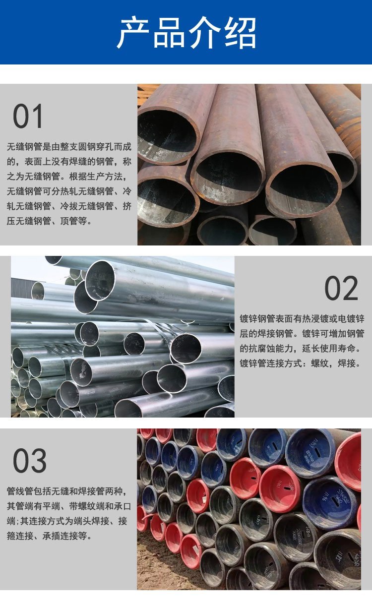 Cold and hot dip galvanized round steel pipe Q235B fire pipe tap water pipe strawberry vegetable greenhouse steel pipe dn20 * 1.5