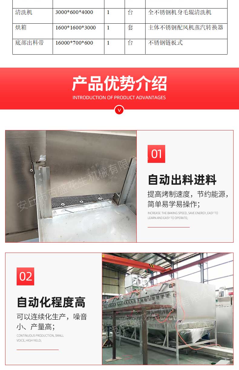 Automatic peanut processing equipment Spiced peanuts baking machine boiled peanut drying line