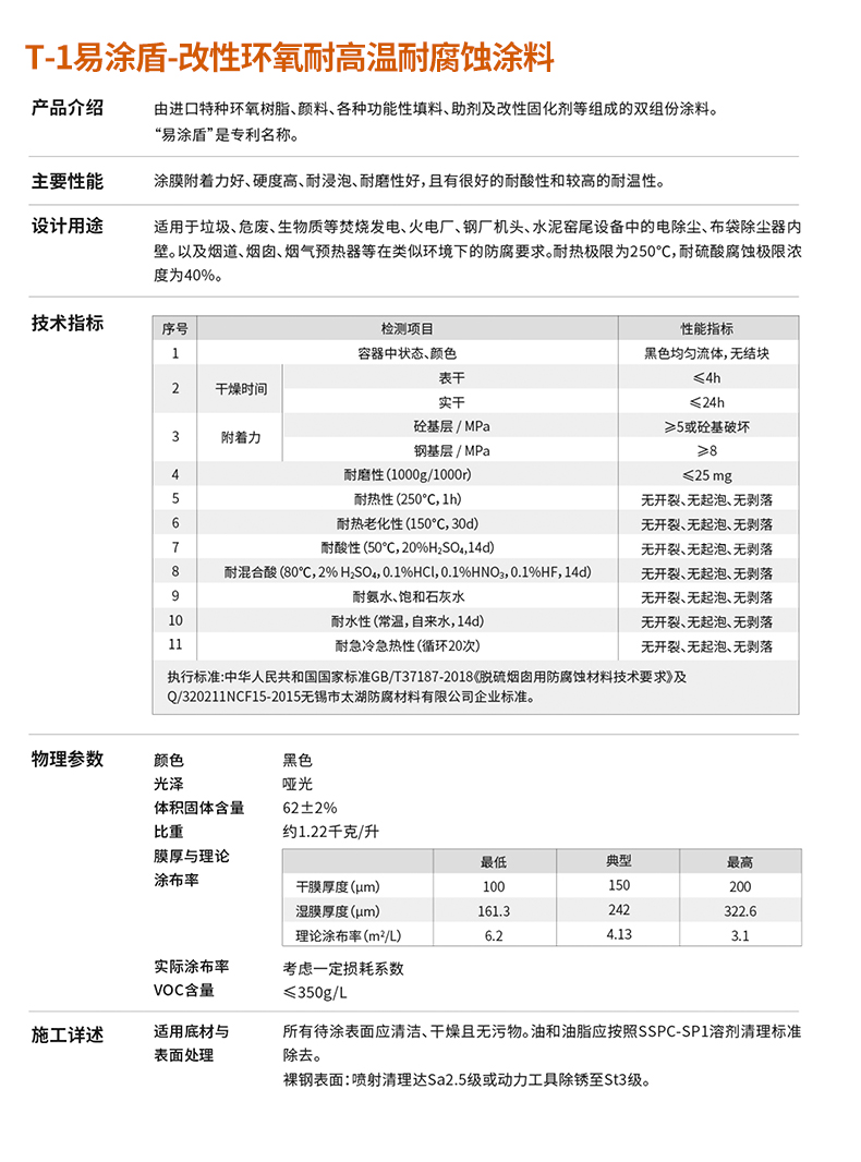 T-1 Easy to Apply Shield - Modified Epoxy High Temperature and Corrosion Resistant Coatings Industrial Anticorrosive Coatings