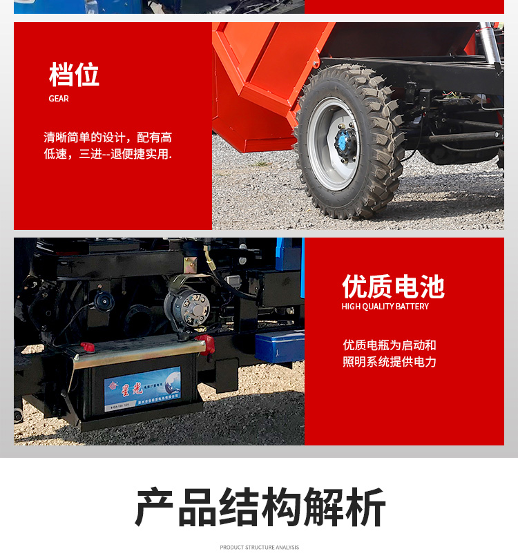 22 horsepower diesel engineering tricycle construction, breeding, hauling, freight, and material transportation on construction site, dump truck