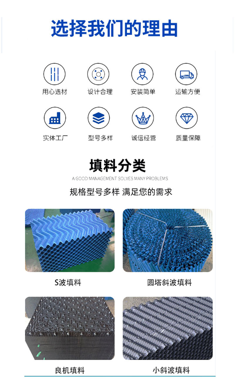 Square shaped countercurrent cooling tower oblique bending wave filling material Cooling water tower S-wave filling material 1000 × 500 PVC material constant cooling