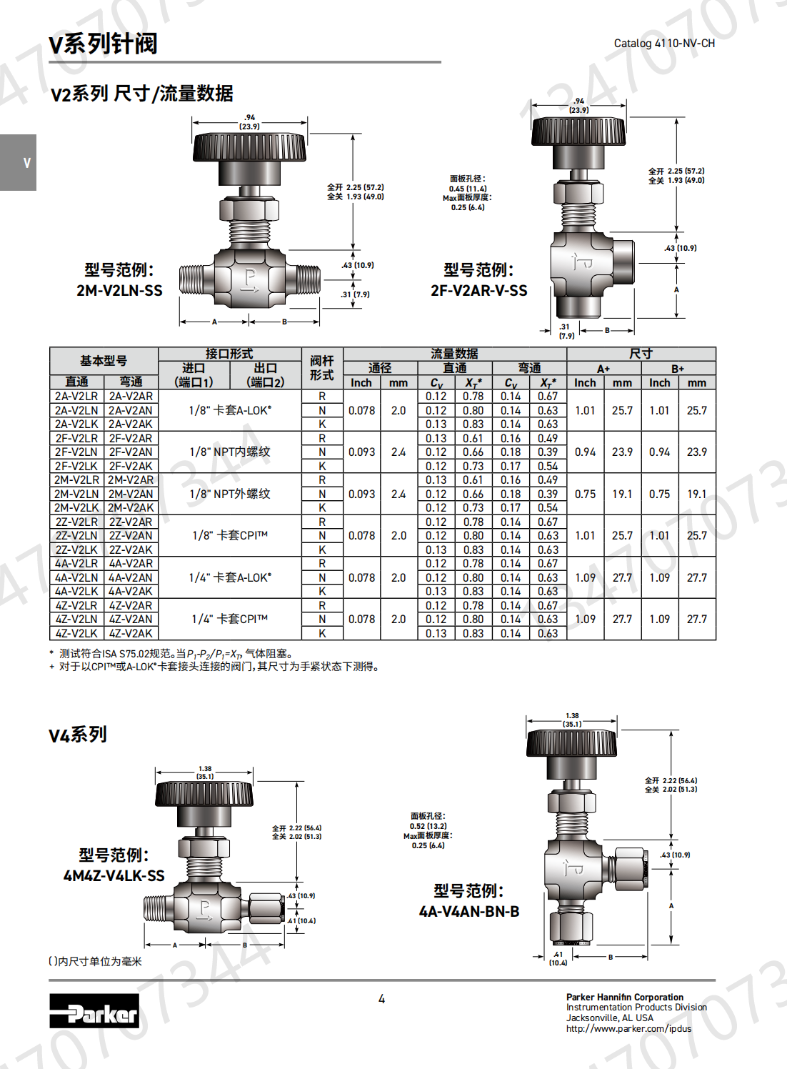 Parker Valve for American Parker Needle Valve 4A-V4LR-SS Double Ferrule Needle Valve Analysis Cabinet