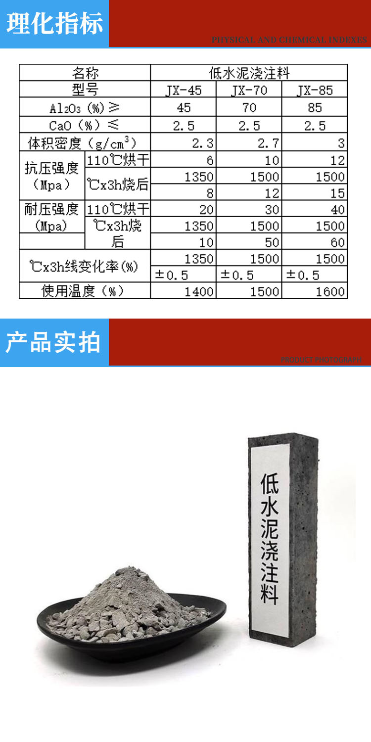 Low Cement Mullite Castable High Temperature Resistant and Low Conductivity High Temperature Lining Material for Aluminum Melting Furnace