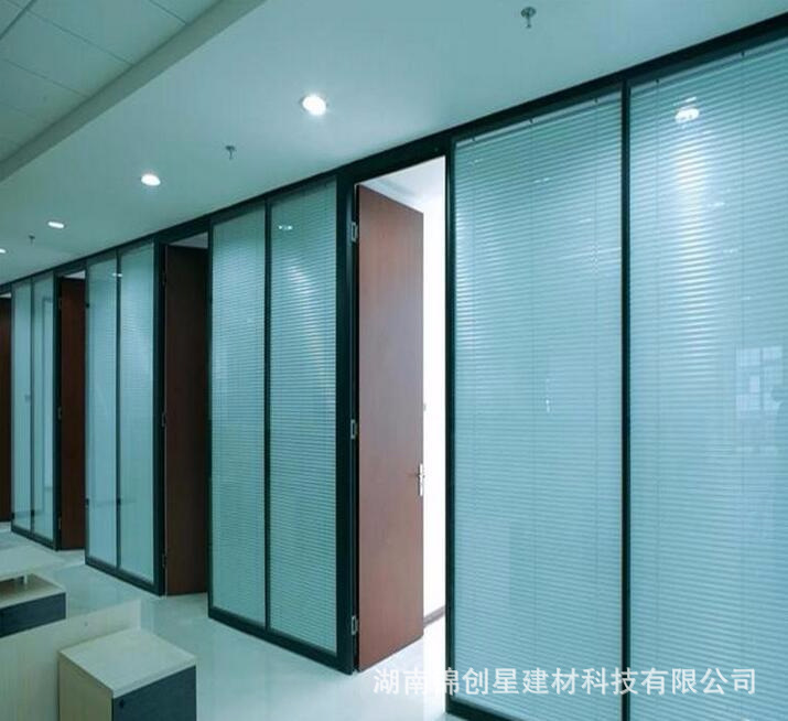 Office glass partition wall, double glass louver partition, hotel office glass partition, fireproof partition