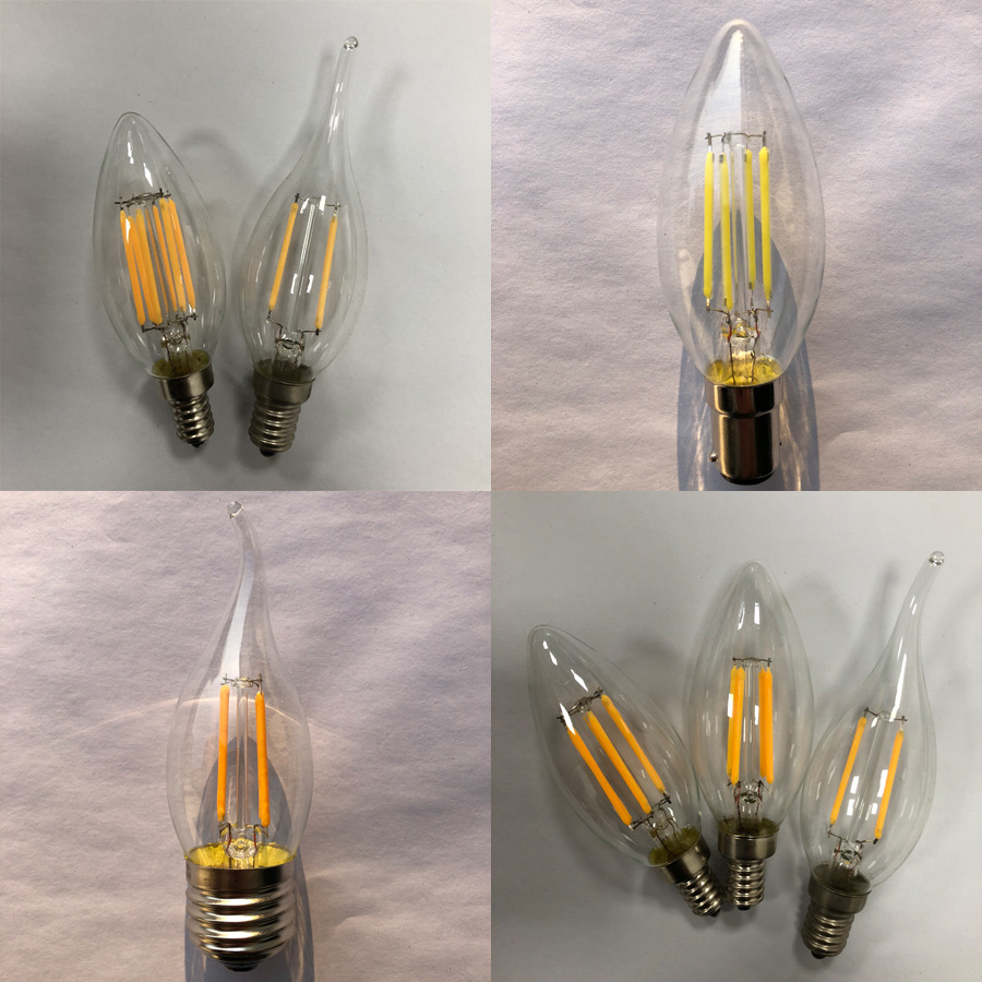 Candle Lamp Tip Bubble Pull Tail LED Filament Lamp Retro Bulb Pendant Lamp Tungsten Filament Lamp Special Energy Saving No Strobe