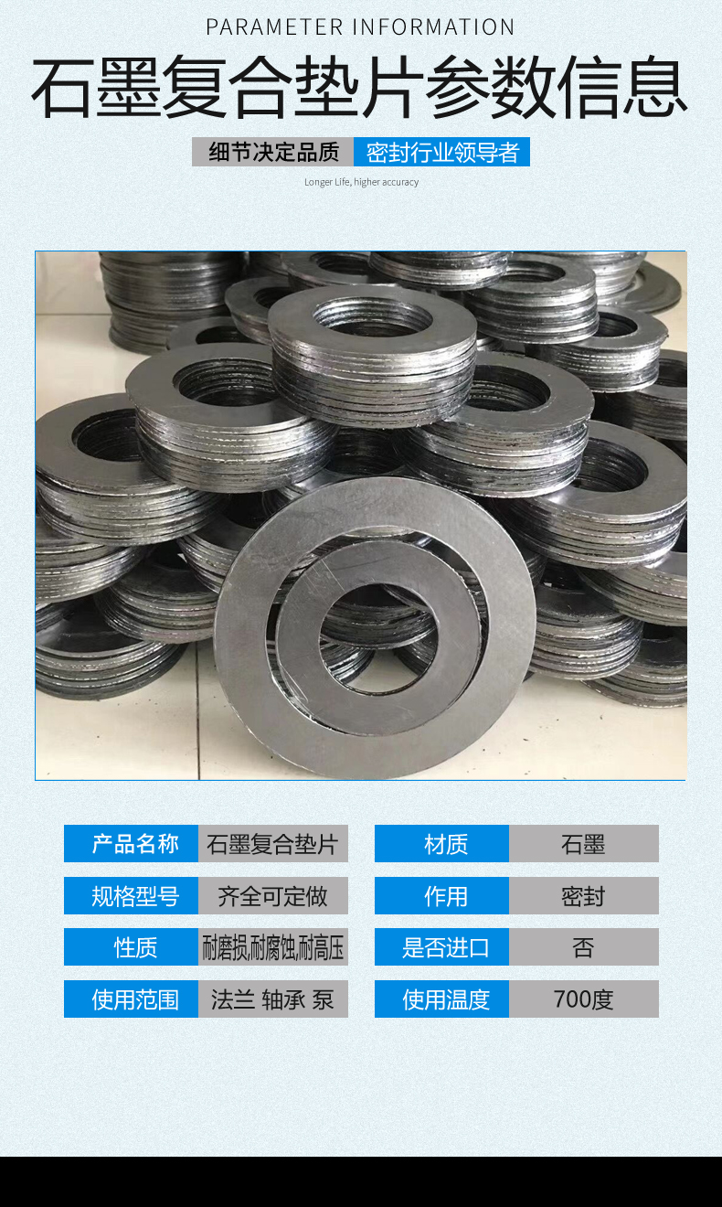 PTFE gasket, high-temperature resistant PTFE flange gasket, Teflon gasket, flange sealing gasket, non-standard customization