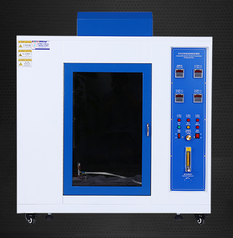 Production of vertical combustion testing machine for automotive interior, plastic flame retardant testing equipment