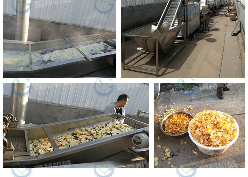 Supply of potato chip fryer, quick frozen potato chips, and fully automatic spicy potato chip production equipment on the frying assembly line