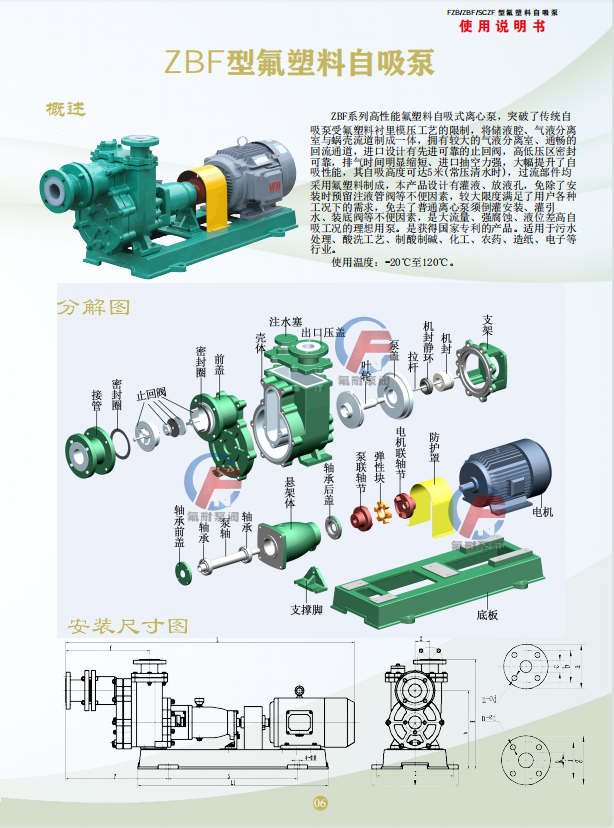 ZBF fluoroplastic strong self priming pump with acid and alkali resistance, with a self priming height of 5m