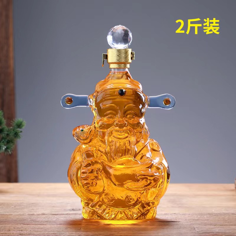 God of Wealth Soaker High Borosilicate Sealed Glass Bottle Creative Wine Set Decoration Ginseng Cordyceps Soaking Bottle Technology