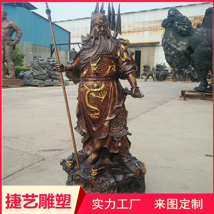 Imitation copper casting, copper inlaid with gold, Wu Caishen casting, Jie Yi sculpture, Guan Gong Caishen statue, Buddha statue, decoration