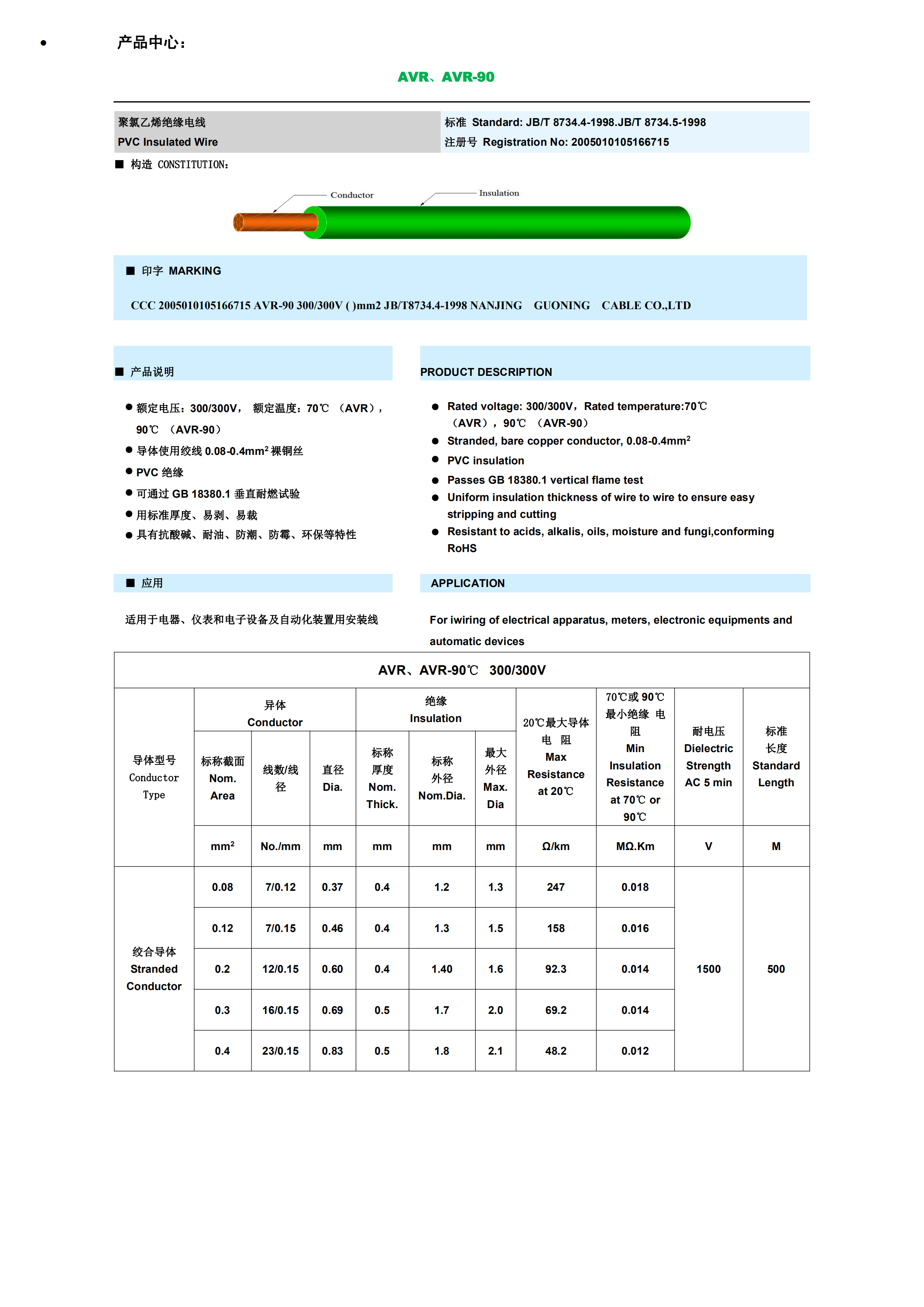 Copper core PVC insulated wire AVR AVR-90 installation wire for electronic equipment automation equipment