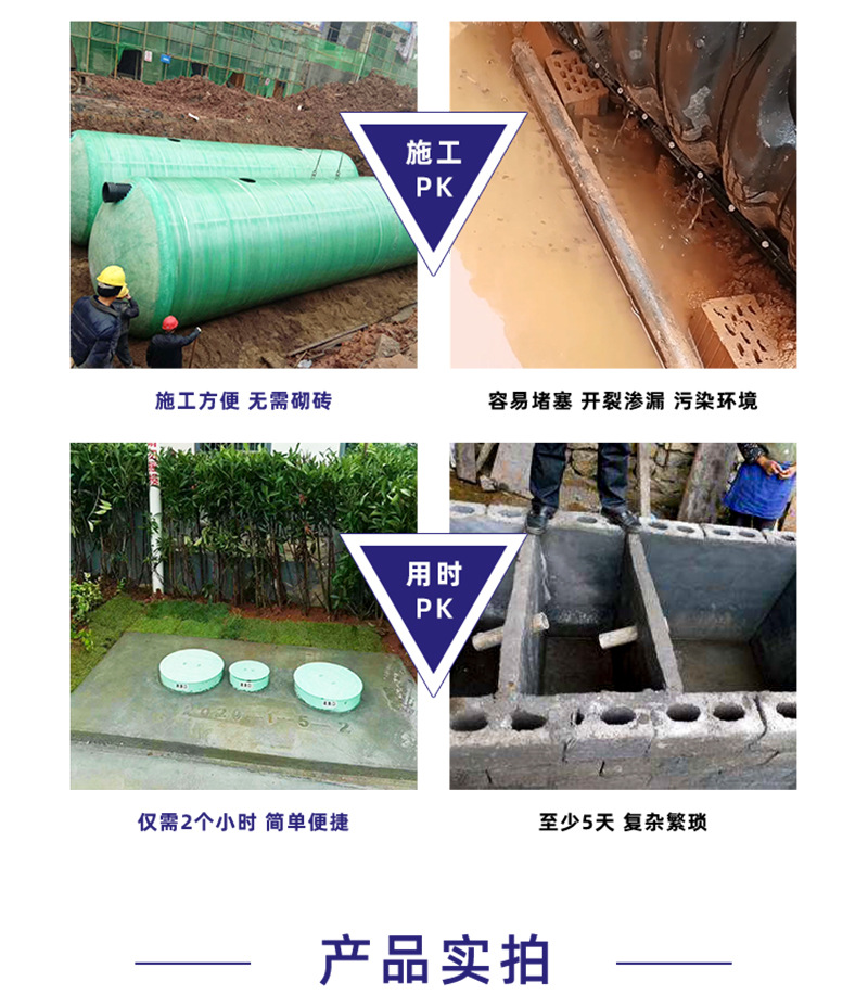 Huanchen 3m3 FRP septic tank is wound together, thickened, and anti leakage stock is sufficient