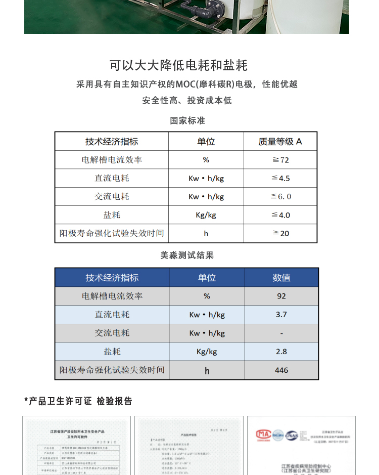 Electrolytic sodium hypochlorite generator for disinfection equipment in waterworks, self produced electrodes to solve secondary water supply disinfection