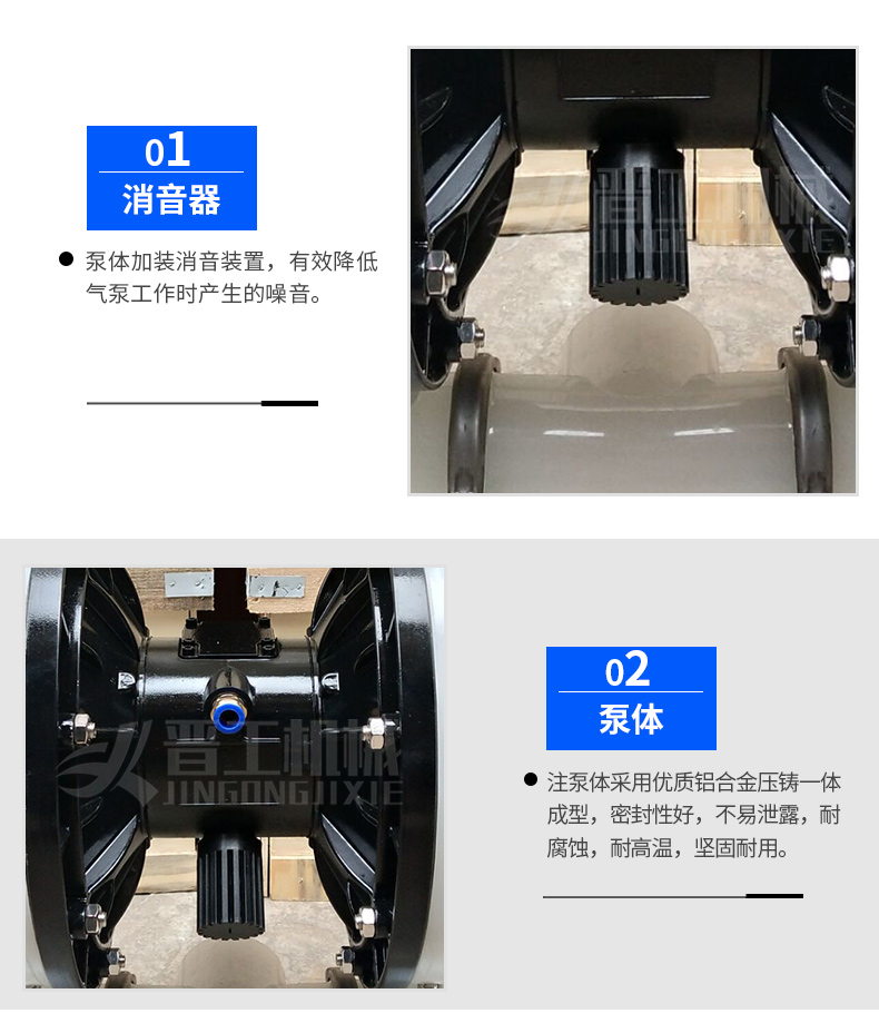 Pneumatic diaphragm pump, corrosion-resistant diaphragm pump, coal mine pneumatic diaphragm pump, cast iron pump body, strong sealing performance