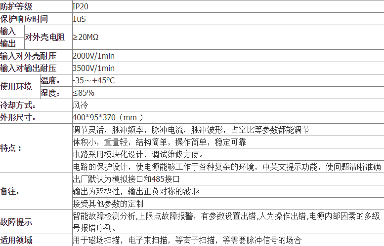 Transition high-power power supply plasma bipolar pulse switching power supply WT2-1KW-50V/20A