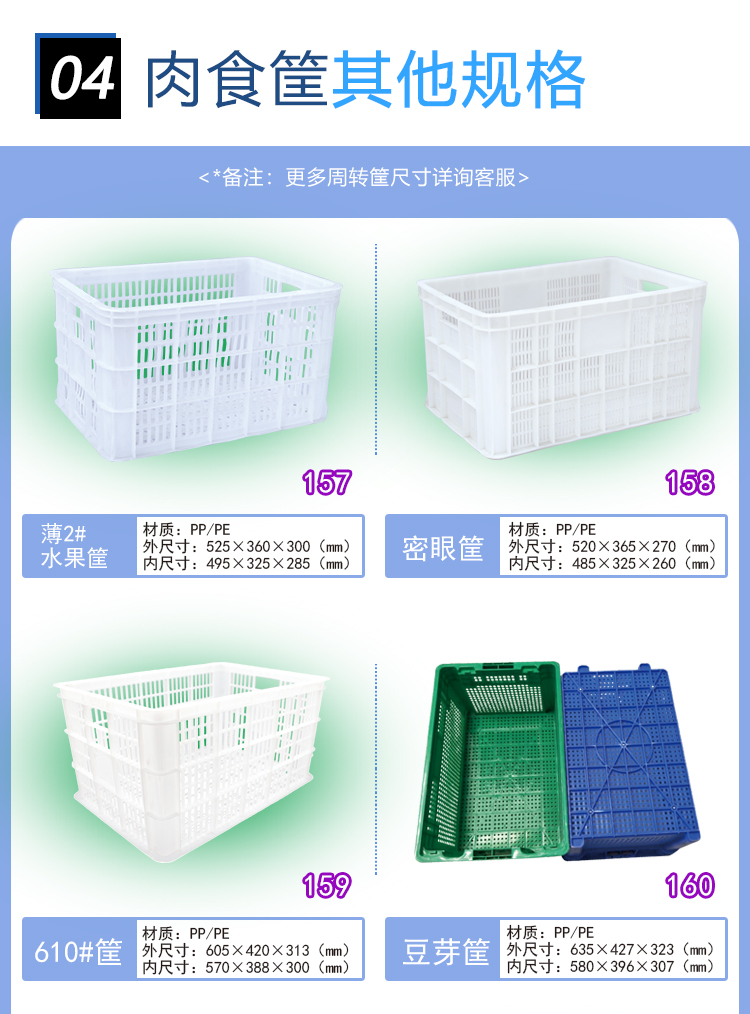 Food grade anti freezing new ingredient meat basket, small size egg, vegetable, fruit basket, produced by Ruiheng manufacturer