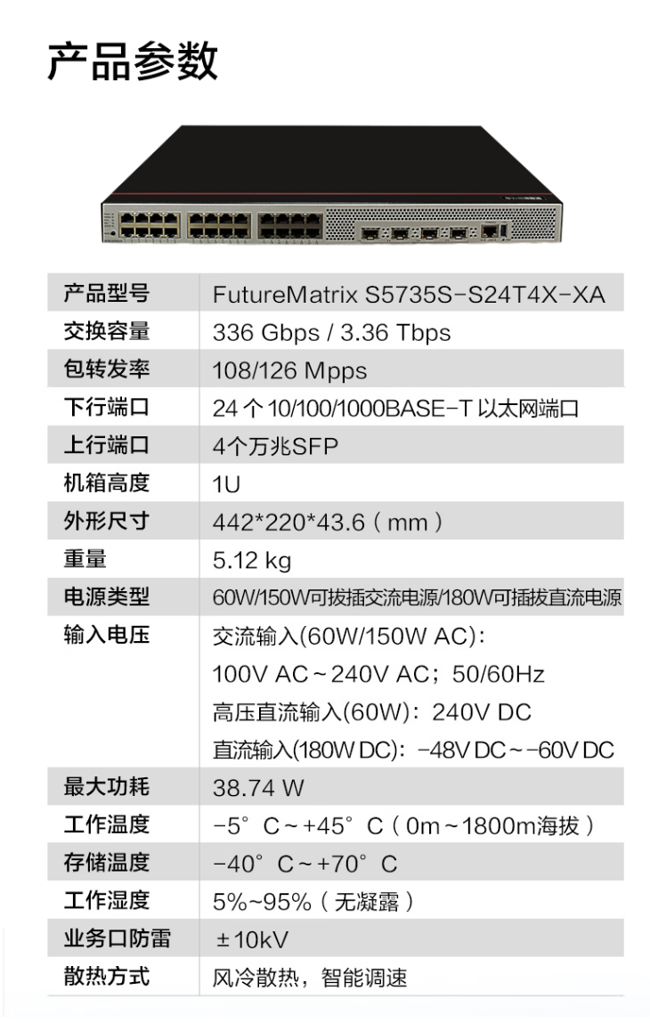 Shutong Smart Selection S5735S-S24T4X-XA Layer 3 Convergence 10 Gigabit Switch 24 Port Gigabit Electrical 4 Port