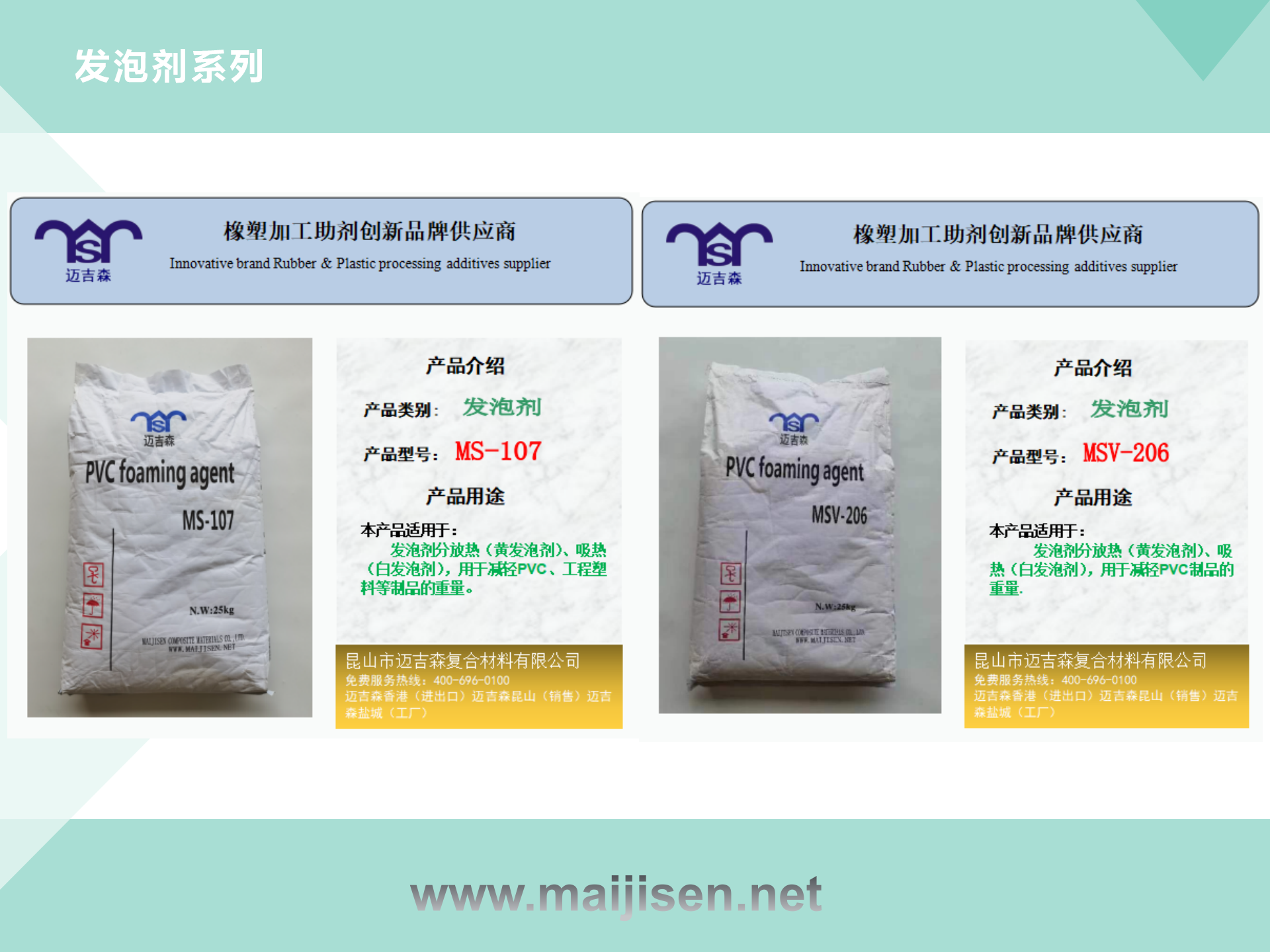 Heat-absorbing foaming agent MS-108 NC foaming agent supplied by Maijisen PVC white hair foaming agent MS-108