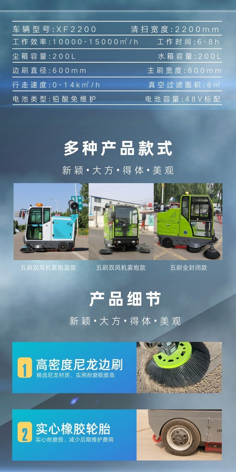 New energy electric sweeper watering spray dust suppression high-pressure washing multi-function sweeper