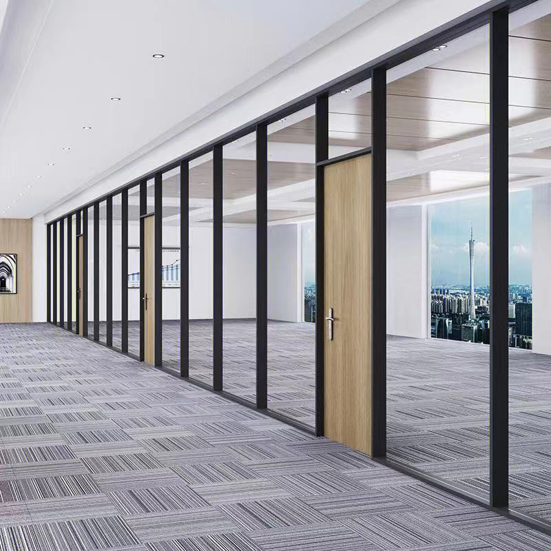 Office glass partition, aluminum alloy office door, sound insulation wall, double layer tempered glass high partition wall