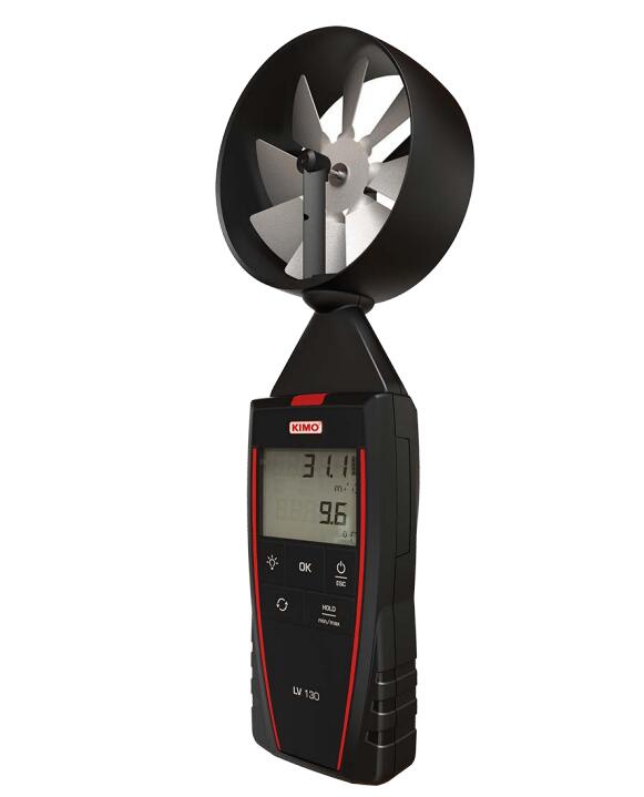 Kaimao Kimo LV130 portable impeller anemometer with air volume hood to measure air volume, wind speed, and temperature