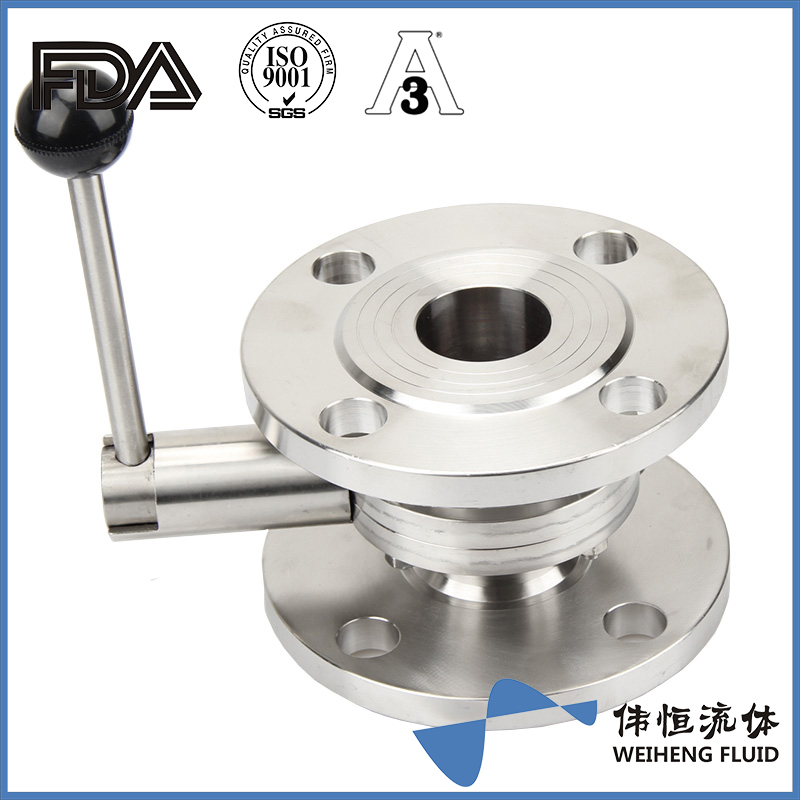 Hongfeng Pipe Fitting Sanitary Food Grade 304/316L Stainless Steel Manual Flange Butterfly Valve Customizable