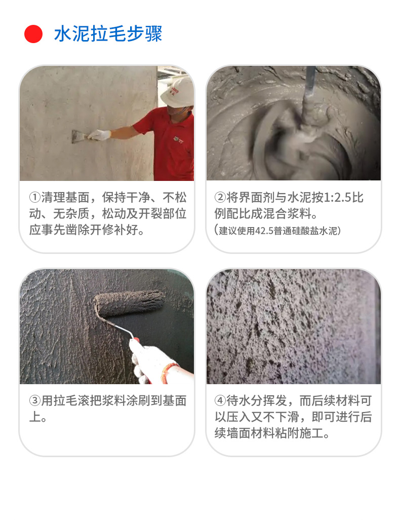 Ceramic tile surface interface agent, wall fixing, internal and external wall roughening, lotion, wall glue, cement concrete, mortar throwing floor