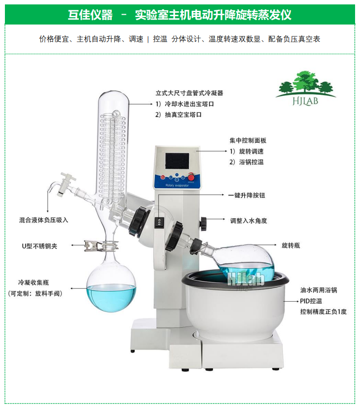 Hujia Instrument Rotary evaporator Laboratory RE-2000B Small Rotary Evaporation Vacuum Distillation Purification Separation Crystallization