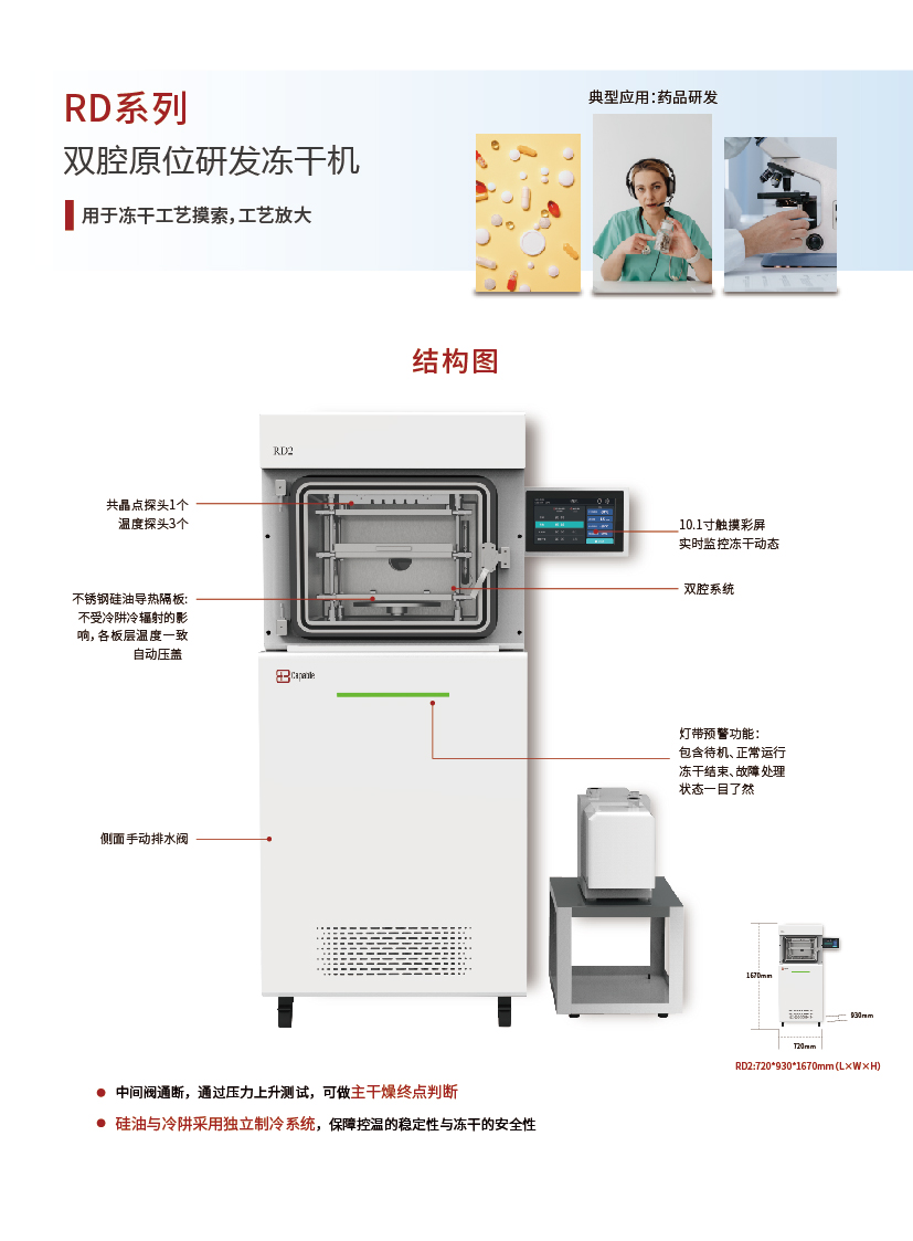 RD4/RD5 Dual Warehouse Silicone Oil R&D Type Freeze Drier Laboratory High end Vacuum Freeze Drier