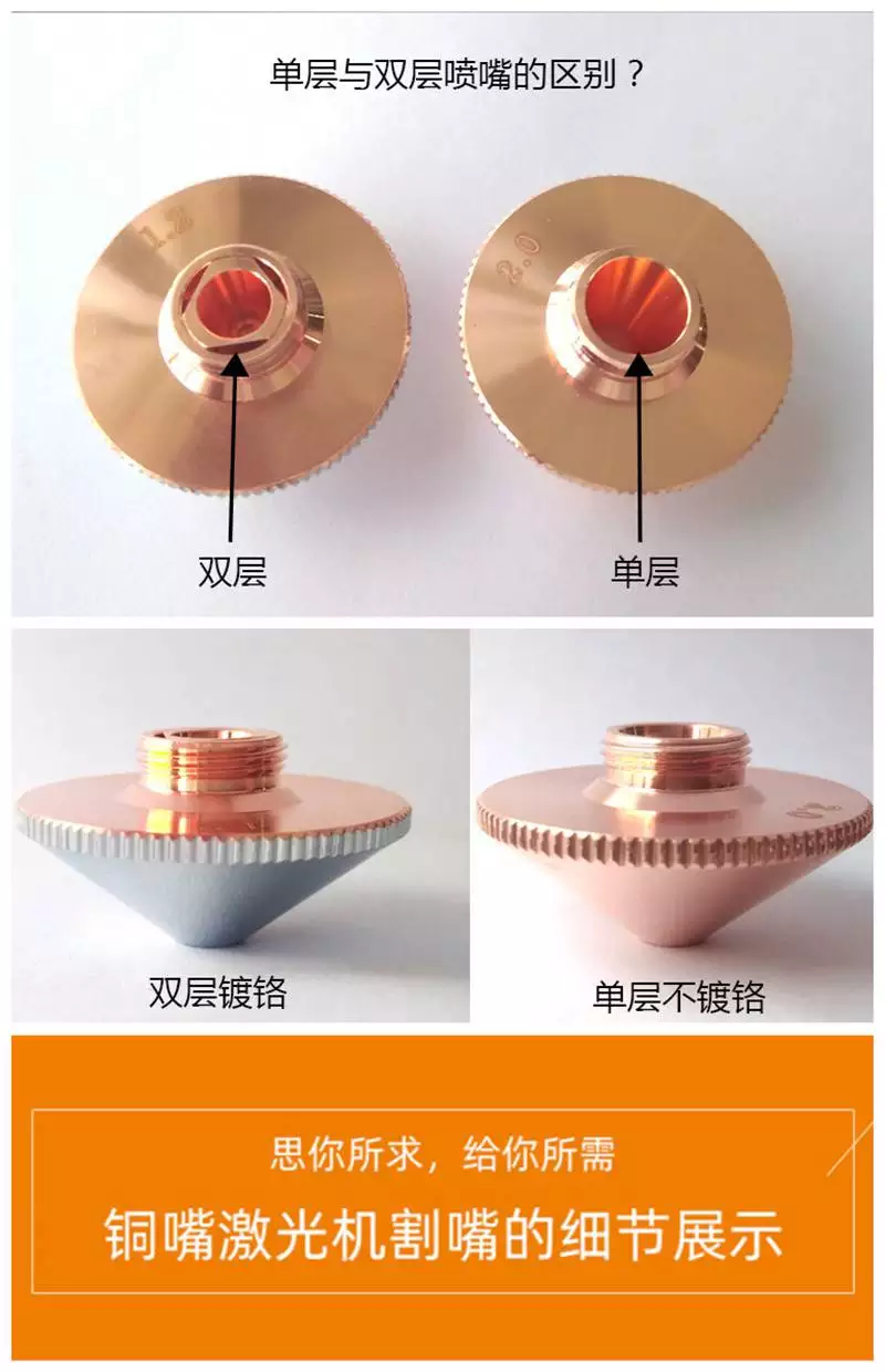 Fiber laser cutting nozzle red copper 32 28 single and double layer cutting head Seno Intelligent