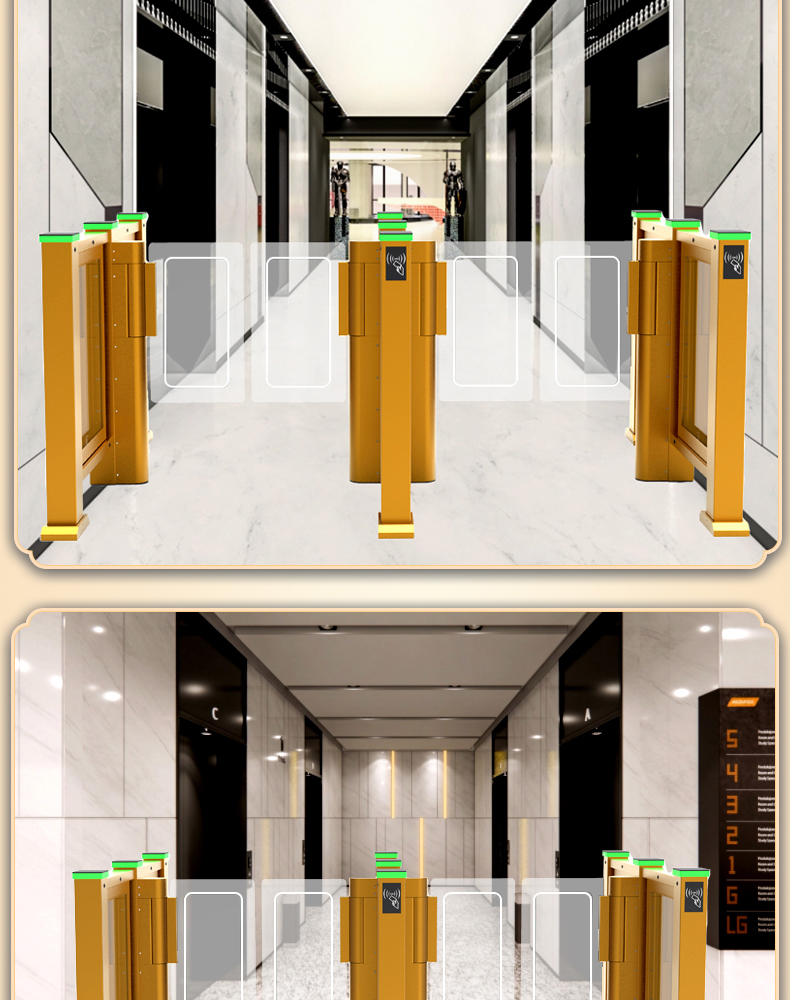 Advertising quick access door, office building entrance and exit gate, face recognition fence, advertising door