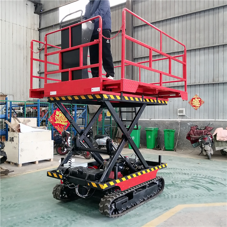 Hydraulic self-propelled crawler elevator Scissor fork type material lifting platform orchard picking Aerial work platform