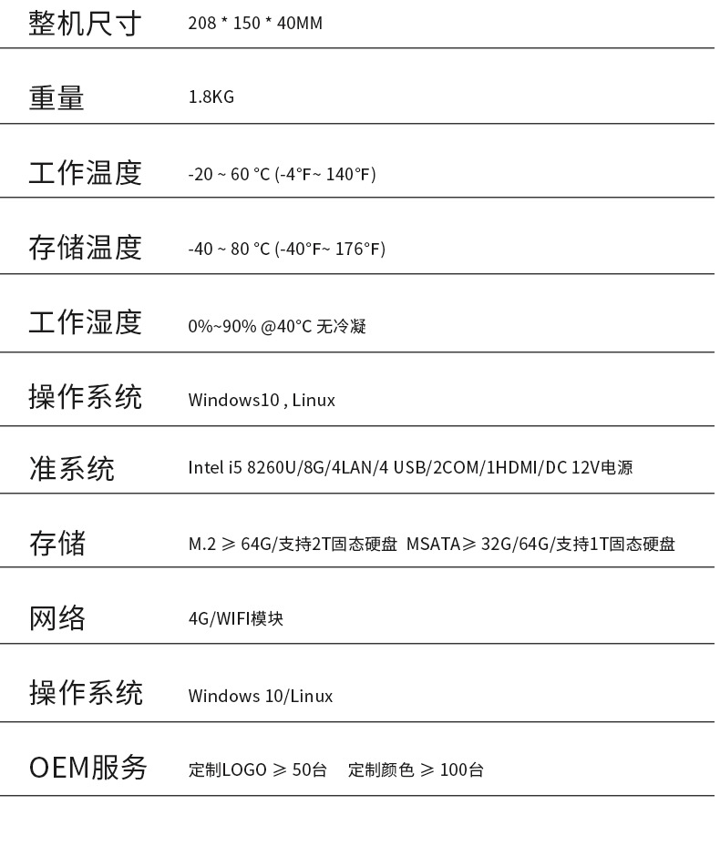 Embedded fanless industrial control computer POE multi network port Intel chip 8th generation and 8th generation CPU i5-8260U