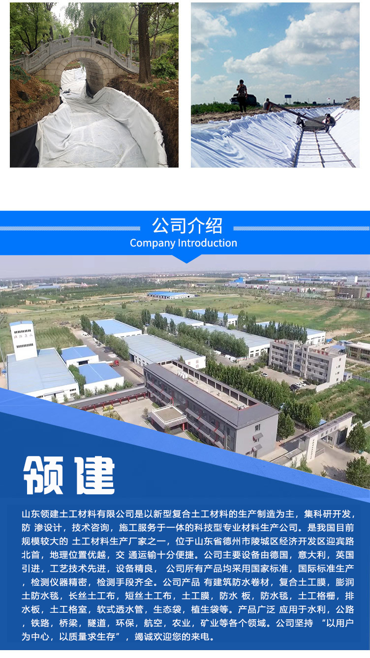 Lingjian National Standard Composite Geomembrane Waterproofing Two Cloths and One Membrane Artificial Lake Anti seepage Membrane for Reservoir Customizable