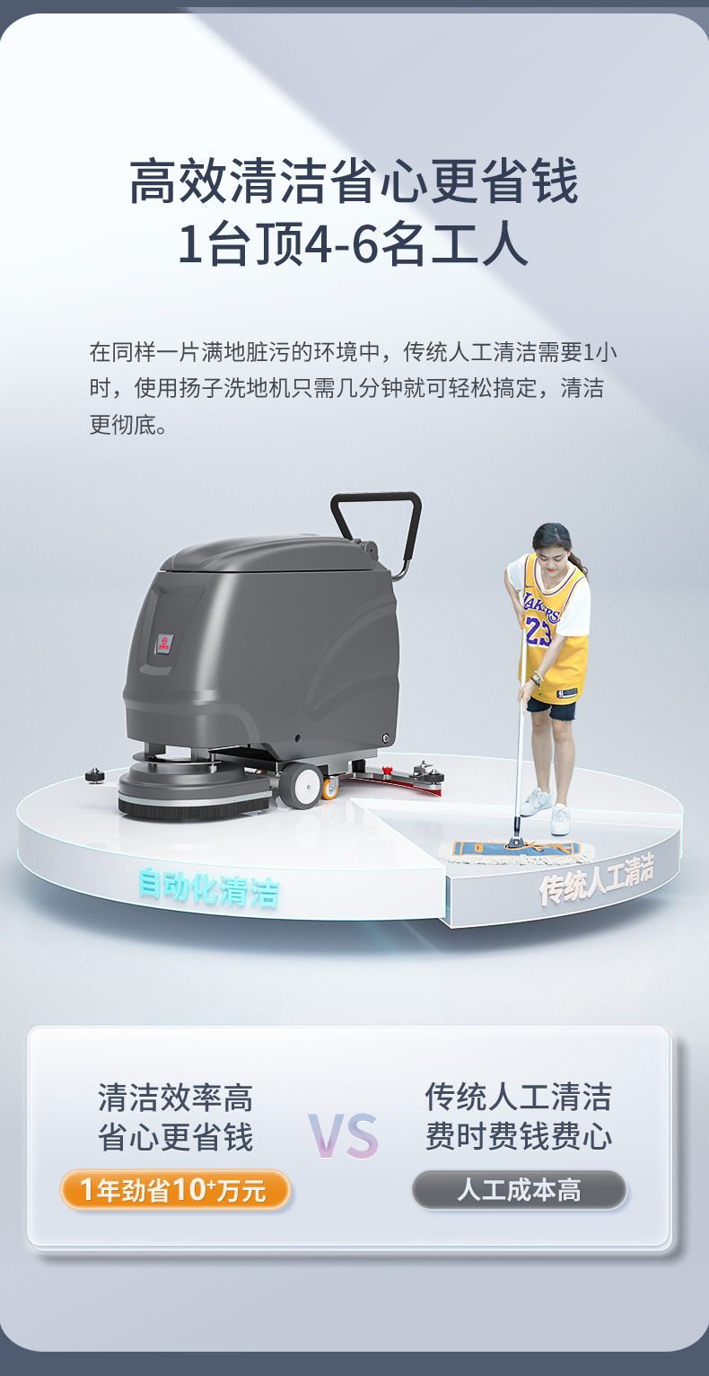 Yangzi Hand Pushed Floor Scrubber X2 Washing, Dragging, and Suction Integrated Machine Mall Supermarket Warehouse Factory Floor Scrubber