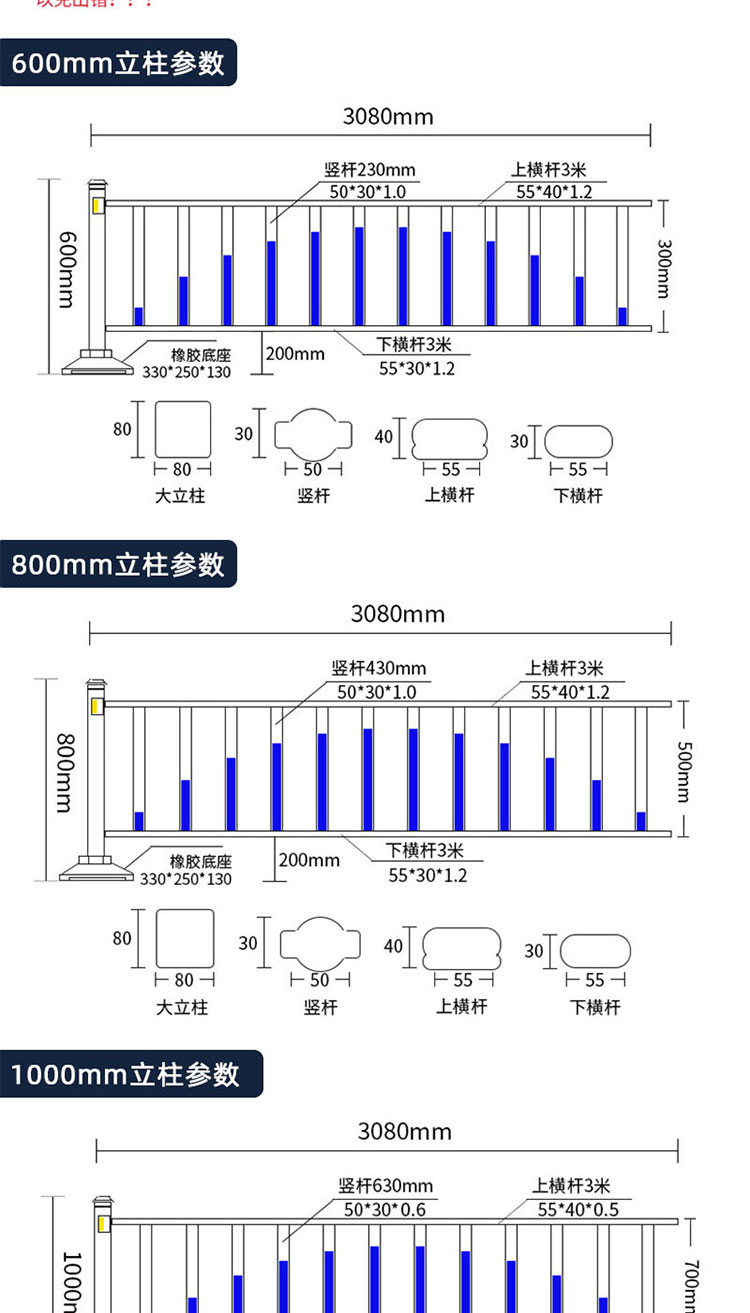 Municipal road guardrails, road sidewalks, anti-collision safety, zinc steel fence fences, traffic road isolation fences