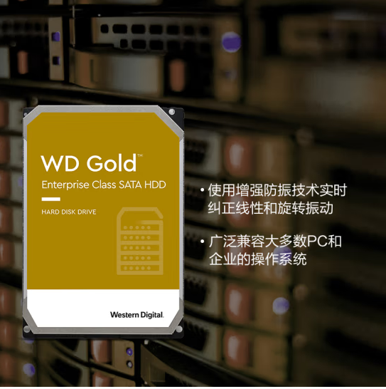 Western Data Enterprise Storage Hard Disk 16T Gold Disk 16TB512MB Cache SATA CMR (WD161VRYZ)