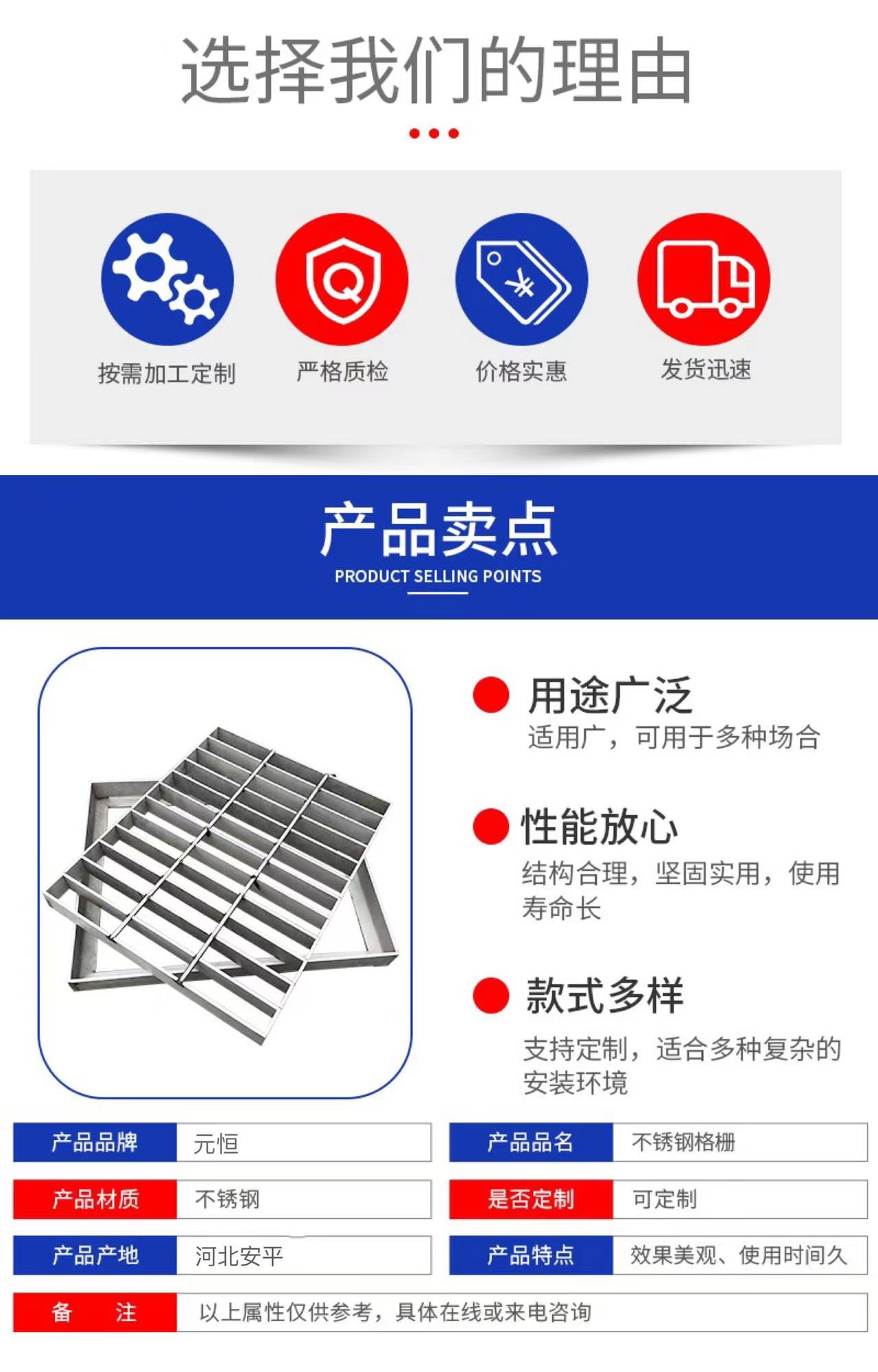 Yuanheng customized stainless steel grating drainage steel grating plate manhole cover ditch cover plate