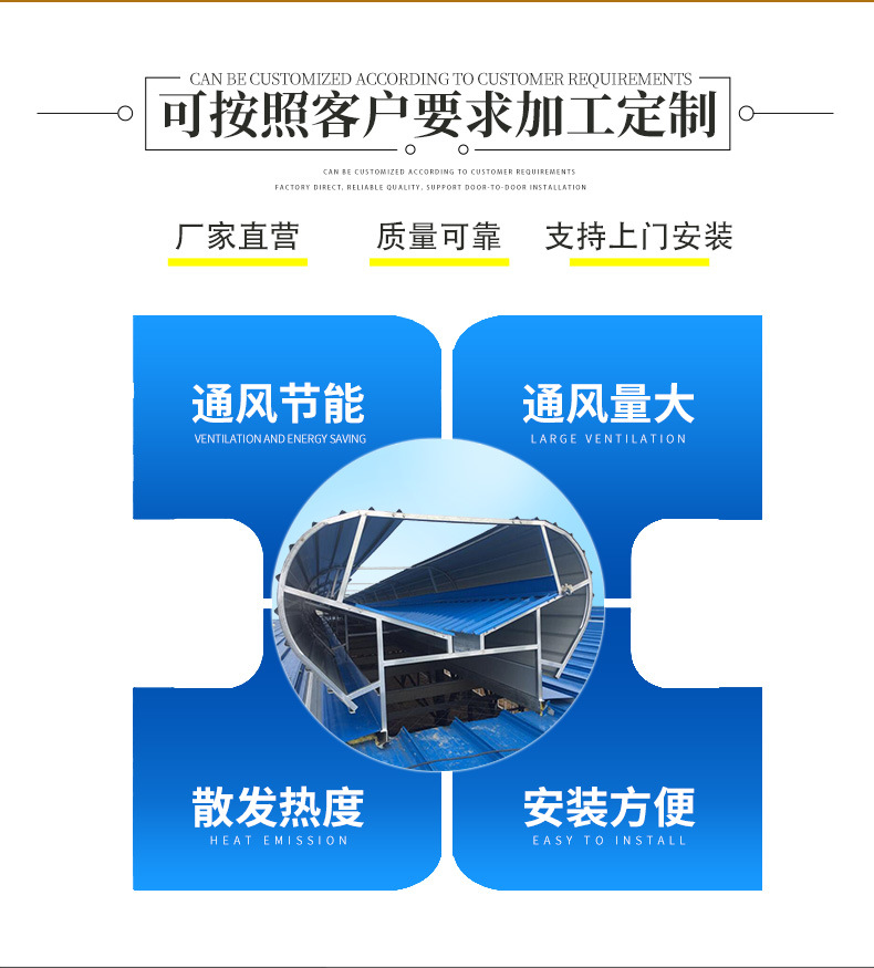 Manufacturer produces 18j621-3 ventilation skylights, natural ventilators, and modern industrial factory ventilation equipment with fast delivery time