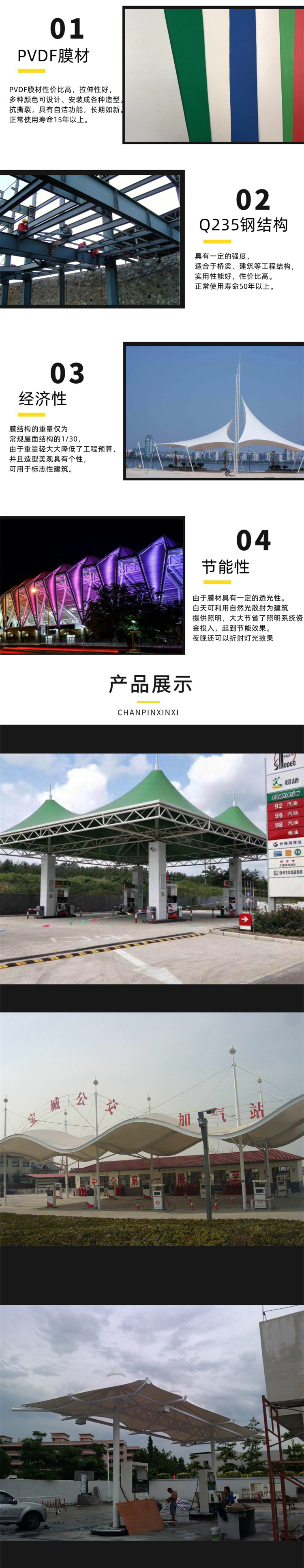 Gas Station Membrane Structure Gas Station Canopy Design, Construction and Installation Company PVDF PTFE ETFE